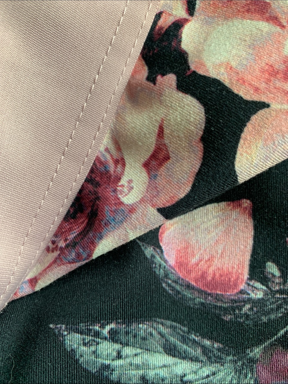 Y2K Black pink roses spandex walking running yoga athletic glam leggings M - Picture 6 of 8